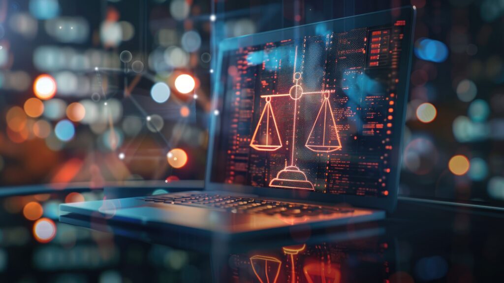 Laptop computer with legal law scale information