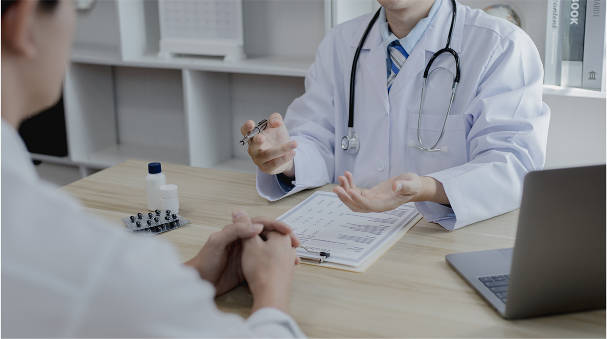 Clinicians discussing treatment protocols and patient care together