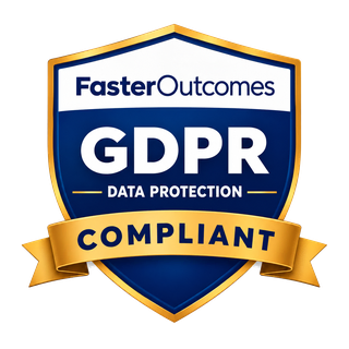 FasterOutcomes GDPR data protection compliant badge