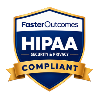 FasterOutcomes HIPAA security and privacy compliant badge